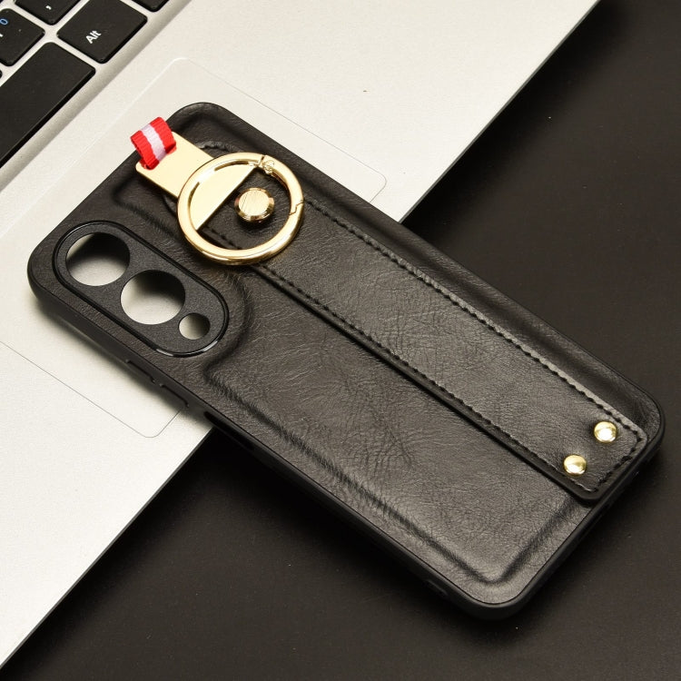 For vivo Y17s 4G Wristband Leather Back Phone Case(Black) - vivo Cases by buy2fix | Online Shopping UK | buy2fix