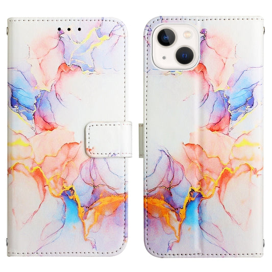For iPhone 15 PT003 Marble Pattern Flip Leather Phone Case(Galaxy Marble White) by buy2fix