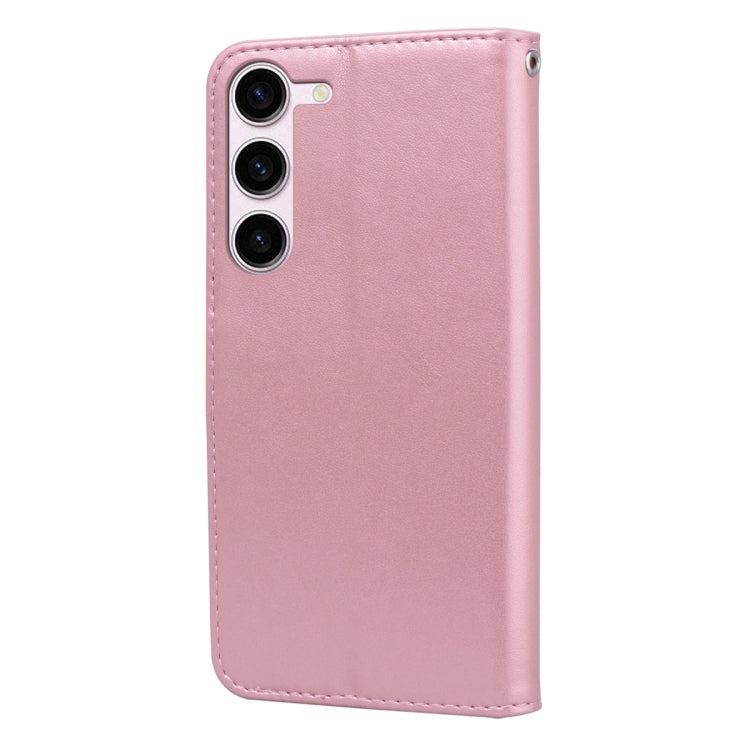 For Samsung Galaxy S23+ 5G Rose Embossed Flip PU Leather Phone Case(Rose Gold) - Galaxy S23+ 5G Cases by buy2fix | Online Shopping UK | buy2fix