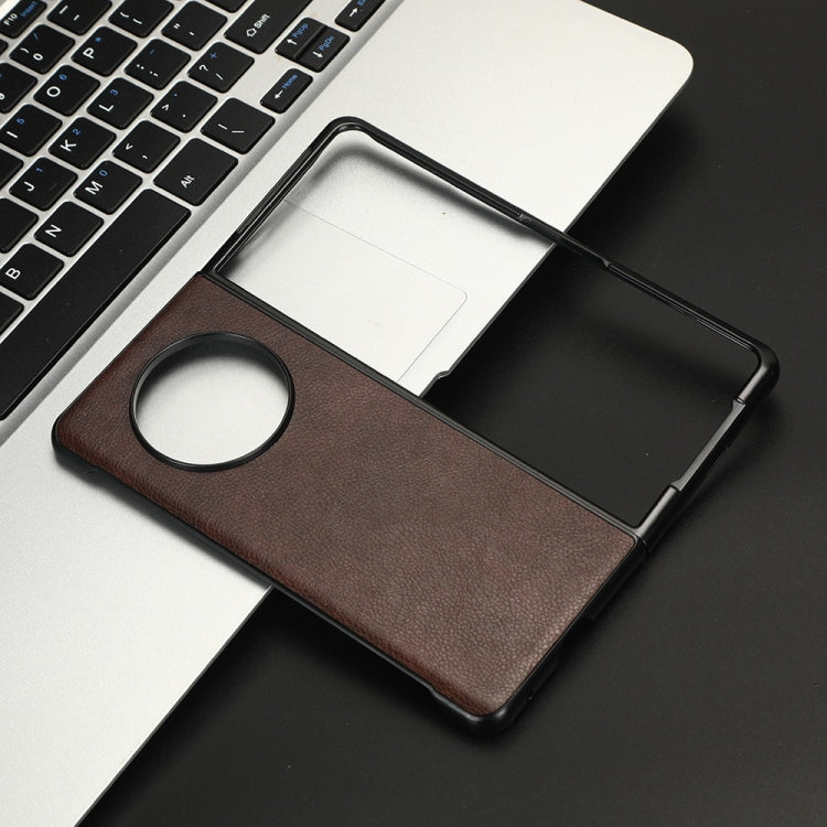 For Tecno Phantom V Fold Litchi Texture Back Cover Phone Case(Brown) by buy2fix