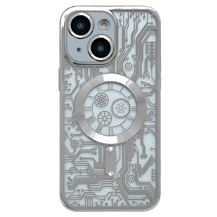 For iPhone 14 Electroplated Circuit Board Pattern MagSafe Phone Case(Silver) - iPhone 14 Cases by buy2fix | Online Shopping UK | buy2fix