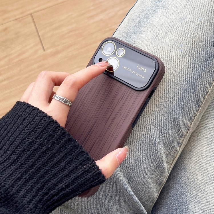 For iPhone 12 Wood Grain TPU Phone Case with Lens Film(Red) by buy2fix