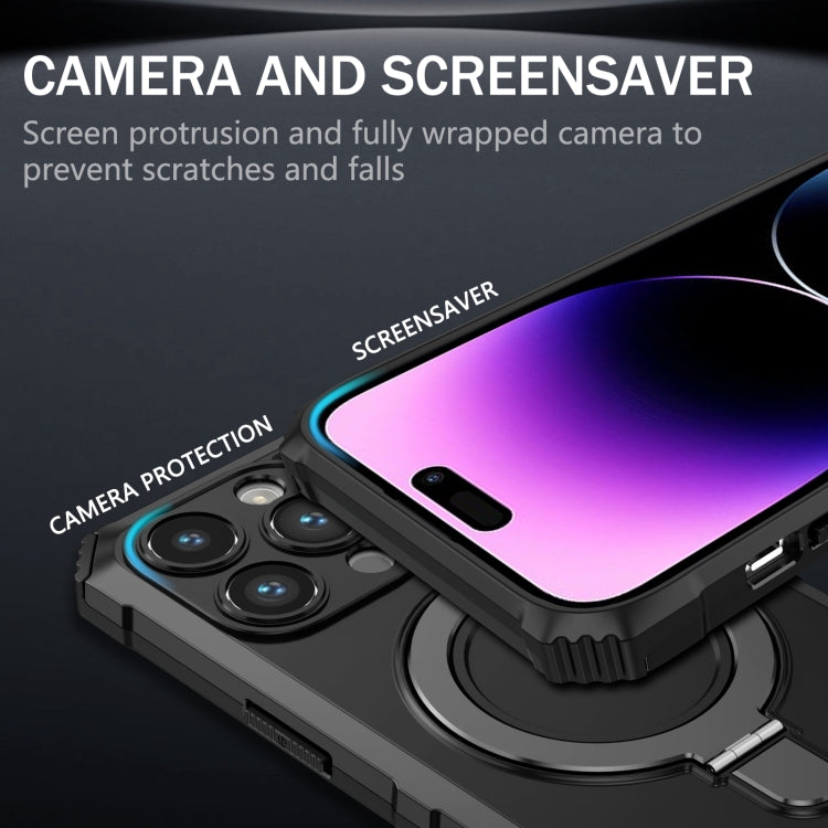 For iPhone 15 Pro MagSafe Magnetic Holder Phone Case(Black) by buy2fix