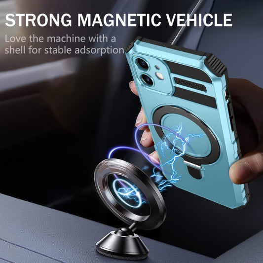 For iPhone 12 MagSafe Magnetic Holder Phone Case(Light Blue) by buy2fix