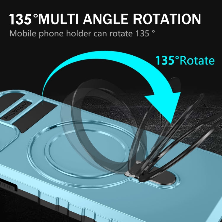 For iPhone 12 MagSafe Magnetic Holder Phone Case(Light Blue) by buy2fix