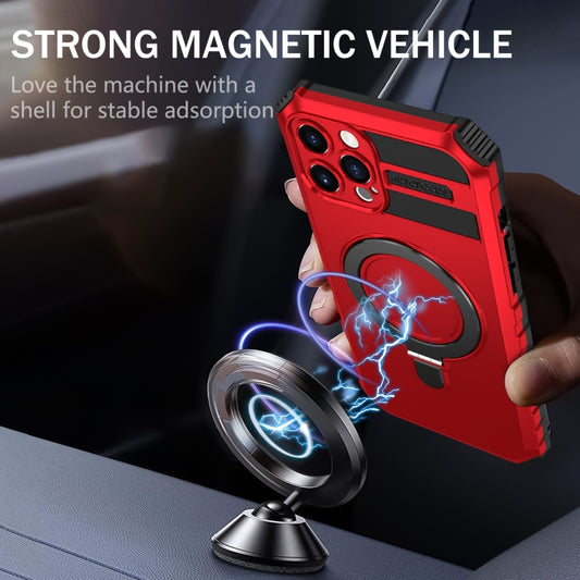 For iPhone 12 Pro Max MagSafe Magnetic Holder Phone Case(Red) by buy2fix