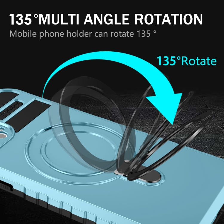 For iPhone 12 Pro MagSafe Magnetic Holder Phone Case(Light Blue) by buy2fix