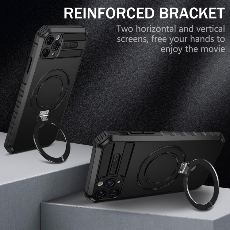 For iPhone 11 Pro MagSafe Magnetic Holder Phone Case(Black) - iPhone 11 Pro Cases by buy2fix | Online Shopping UK | buy2fix