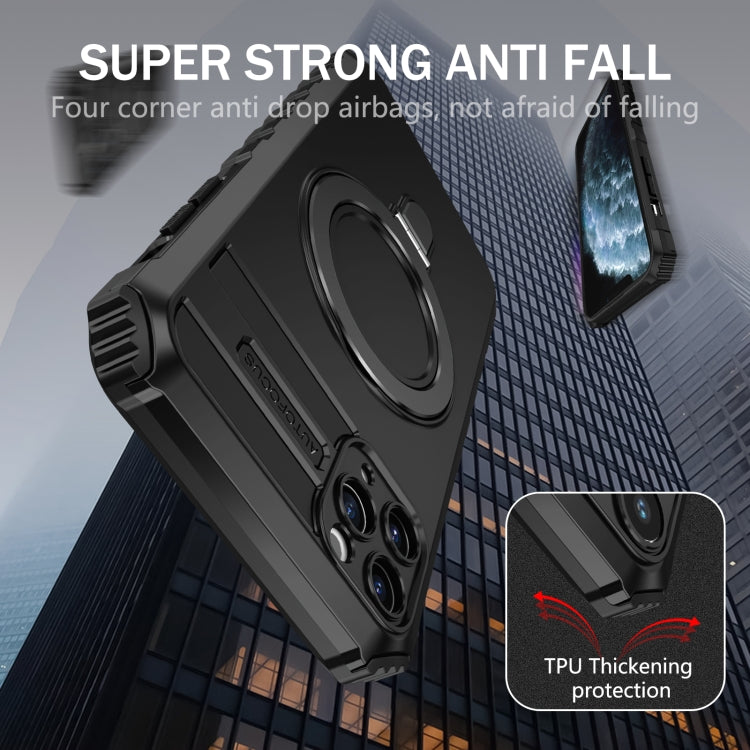 For iPhone 11 Pro MagSafe Magnetic Holder Phone Case(Black) - iPhone 11 Pro Cases by buy2fix | Online Shopping UK | buy2fix