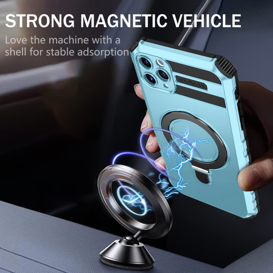 For iPhone 11 Pro MagSafe Magnetic Holder Phone Case(Light Blue) by buy2fix