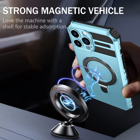 For iPhone 13 Pro Max MagSafe Magnetic Holder Phone Case(Light Blue) by buy2fix