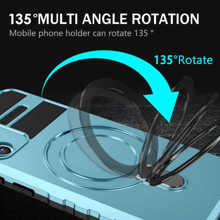 For Samsung Galaxy S21 FE 5G MagSafe Magnetic Holder Phone Case(Light Blue) by buy2fix