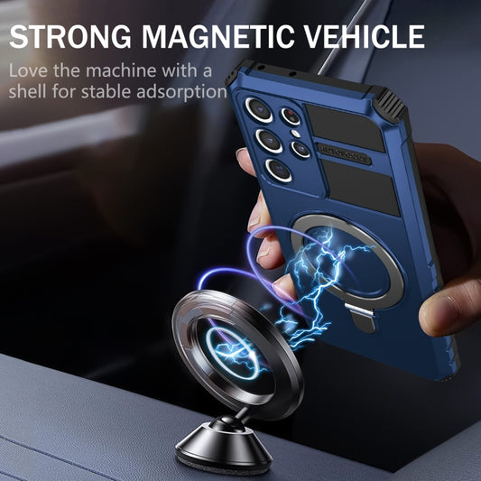 For Samsung Galaxy S21 Ultra 5G MagSafe Magnetic Holder Phone Case(Blue) by buy2fix