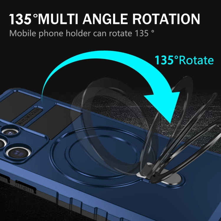 For Samsung Galaxy S22 Ultra 5G MagSafe Magnetic Holder Phone Case(Blue) by buy2fix