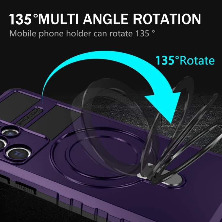 For Samsung Galaxy S22 Ultra 5G MagSafe Magnetic Holder Phone Case(Purple) by buy2fix