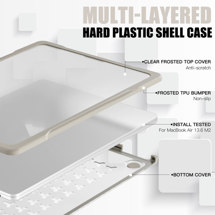 For MacBook Air 13.6 inch A2681 2022 / M3 2024 A3113 / M4 2025 A3240 Translucent Laptop Protective Case(Khaki) - MacBook Air Cases by buy2fix | Online Shopping UK | buy2fix