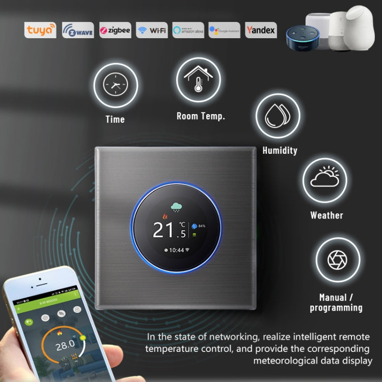 BHT-7000-GCLZB 240V AC 3A Smart Knob Thermostat Dry Junction Controller with Zigbee(Gold) - Thermostat & Thermometer by buy2fix | Online Shopping UK | buy2fix