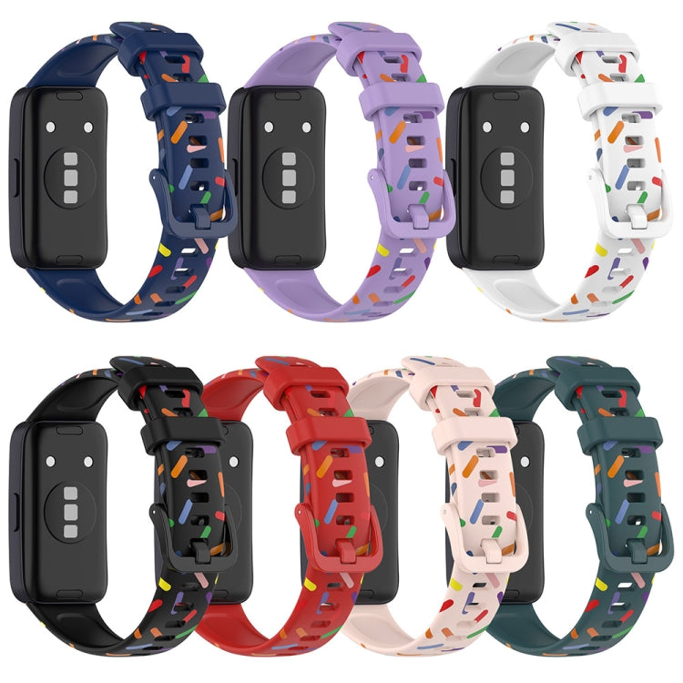 For Huawei Band 10 / 9 / 8 Sports Rainbow Dots Silicone Watch Band(Red) by buy2fix