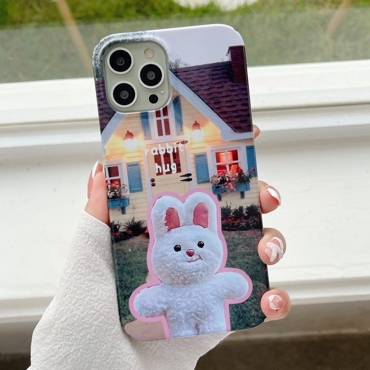 For iPhone 12 Pro Painted Pattern PC Phone Case(Bunny Hug) - iPhone 12 / 12 Pro Cases by buy2fix | Online Shopping UK | buy2fix