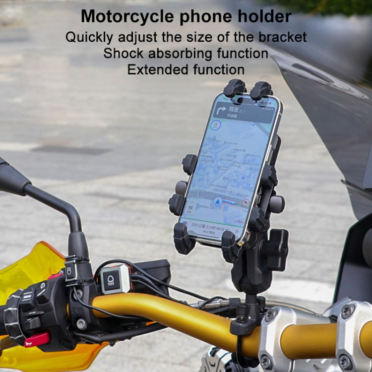 MOTOSLG Crab Motorcycle Phone Clamp Bracket L-Type Rear Mirror Mount(Black) by MOTOLSG
