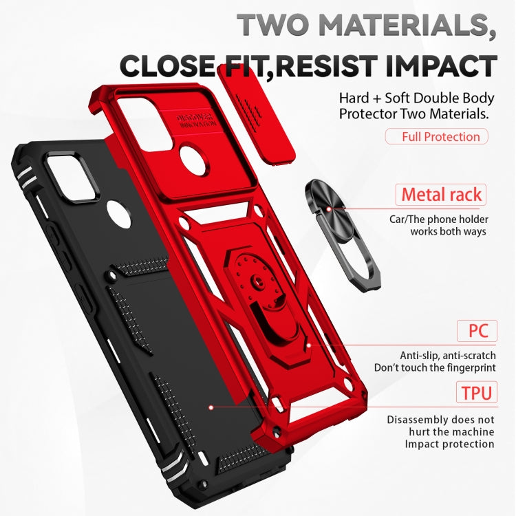 For Realme C21Y / C25Y Sliding Camshield Holder Phone Case(Red) - Realme Cases by buy2fix | Online Shopping UK | buy2fix