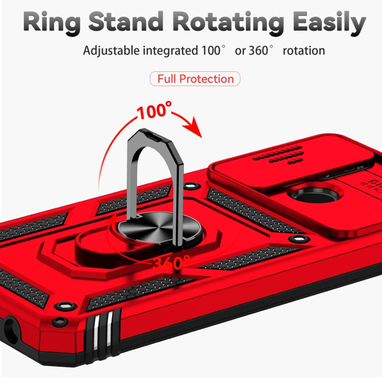 For Realme C21Y / C25Y Sliding Camshield Holder Phone Case(Red) - Realme Cases by buy2fix | Online Shopping UK | buy2fix