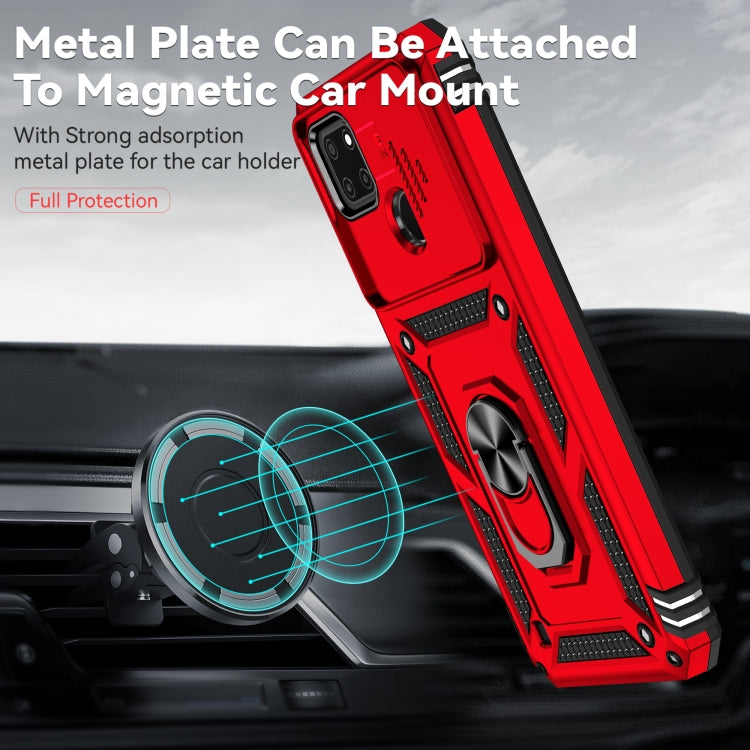 For Realme C21Y / C25Y Sliding Camshield Holder Phone Case(Red) - Realme Cases by buy2fix | Online Shopping UK | buy2fix