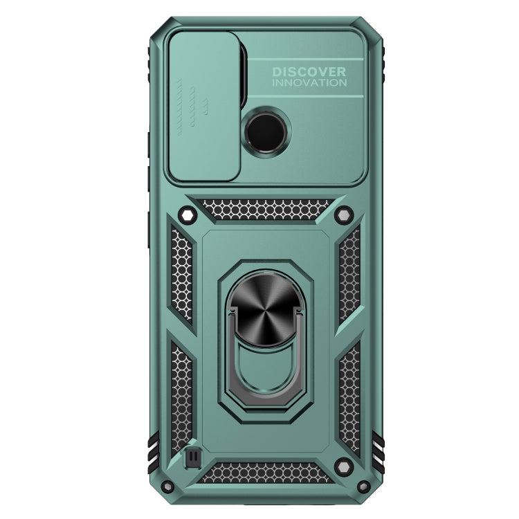 For Realme C21Y / C25Y Sliding Camshield Holder Phone Case(Dark Green) - Realme Cases by buy2fix | Online Shopping UK | buy2fix