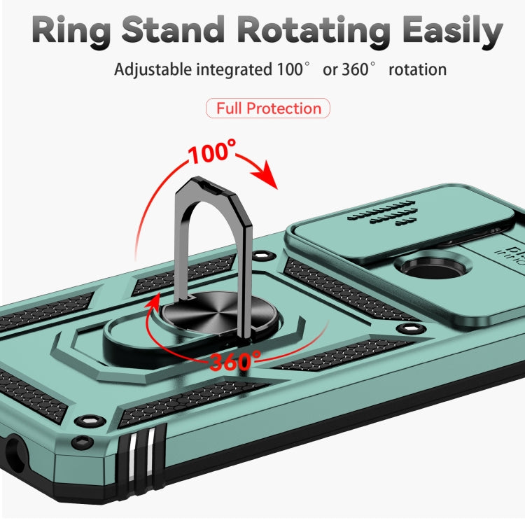 For Realme C21Y / C25Y Sliding Camshield Holder Phone Case(Dark Green) - Realme Cases by buy2fix | Online Shopping UK | buy2fix
