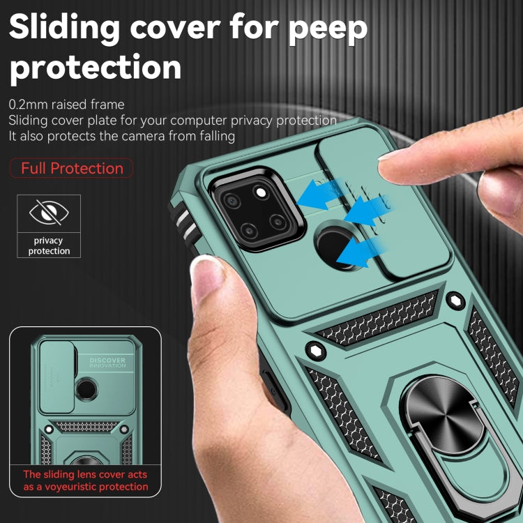 For Realme C21Y / C25Y Sliding Camshield Holder Phone Case(Dark Green) - Realme Cases by buy2fix | Online Shopping UK | buy2fix