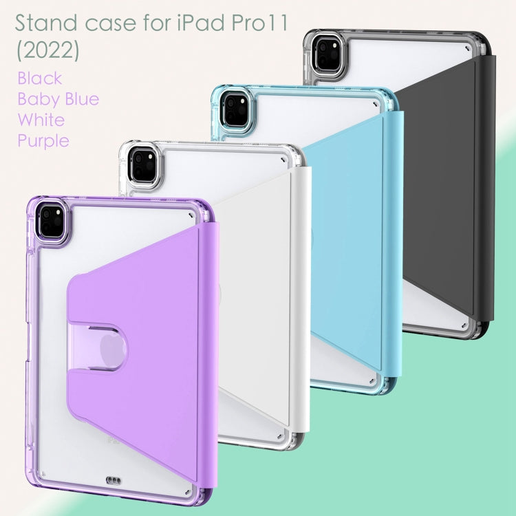 For iPad Pro 11 2022 / 2021 / 2020 Clear 360 Rotation Stand Smart Leather Tablet Case(Purple) - iPad Pro 11 (2022/2021) Cases by buy2fix | Online Shopping UK | buy2fix