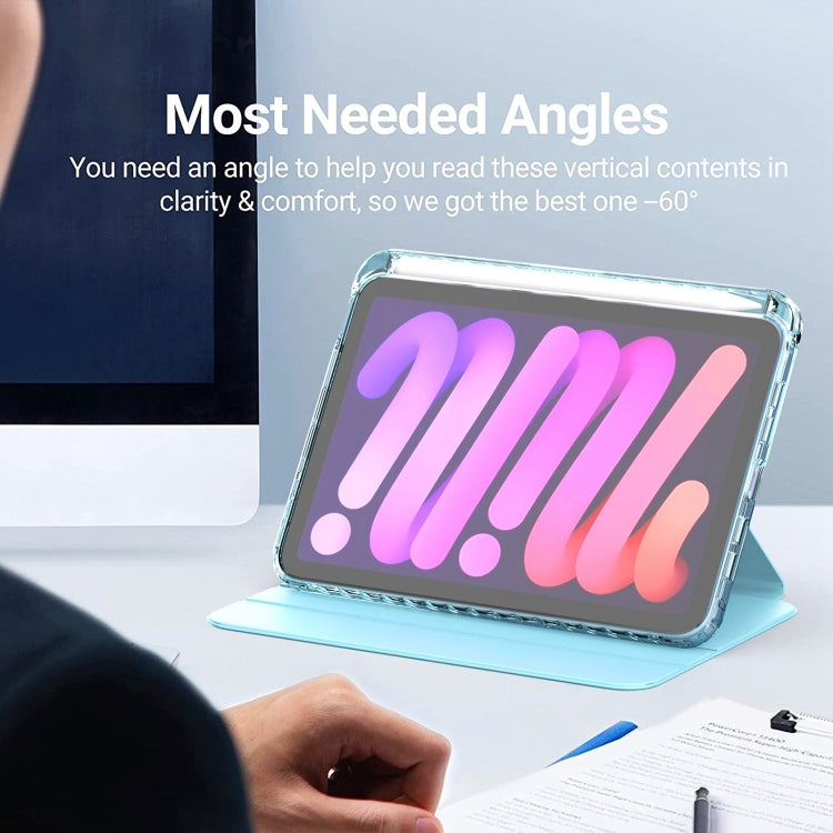 For iPad mini 6 / mini 2024 Clear 360 Rotation Stand Smart Leather Tablet Case(Black) - iPad mini 6 Cases by buy2fix | Online Shopping UK | buy2fix