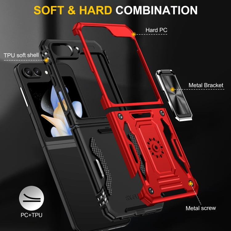 For Samsung Galaxy Z Flip5 5G Armor PC + TPU Camera Shield Phone Case(Red) by buy2fix