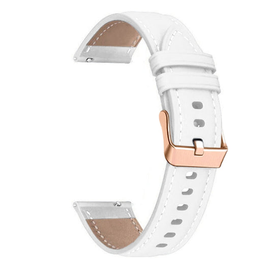 For Garmin Venu / SQ / SQ2 / Venu 2 Plus 20mm Rose Gold Buckle Genuine Leather Watch Band(White) by buy2fix