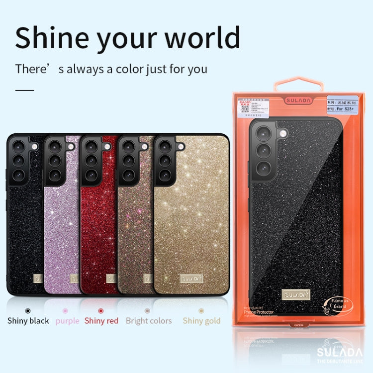 For Samsung Galaxy S23+ 5G SULADA Glittery TPU Hybrid Handmade Leather Phone Case(Red) by SULADA