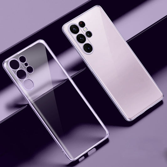 For Samsung Galaxy S23 Ultra 5G SULADA Shockproof Plating TPU Transparent Phone Case(Purple) by SULADA