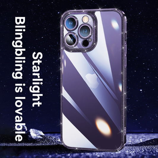 For iPhone 14 Plus SULADA Glittery TPU + Tempered Glass Phone Case(Purple) by SULADA