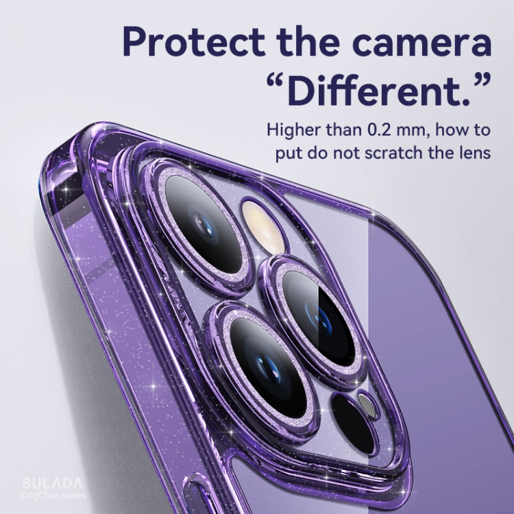 For iPhone 14 Plus SULADA Glittery TPU + Tempered Glass Phone Case(Purple) by SULADA