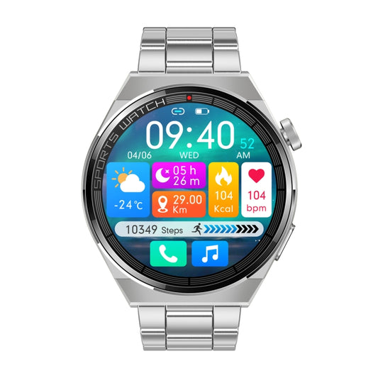 KT62 1.36 inch TFT Round Screen Smart Watch Supports Bluetooth Call/Blood Oxygen Monitoring, Strap:Steel Strap(Silver) by buy2fix