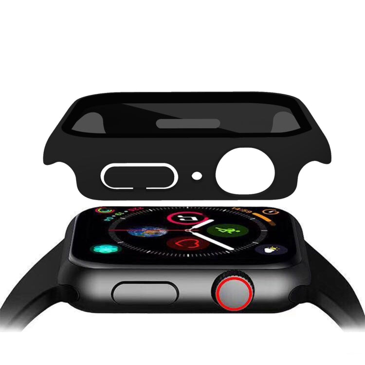 For Apple Watch 7 41mm Frosted PC + Anti-spy Tempered Film Integrated Watch Protective Case(Black) by buy2fix