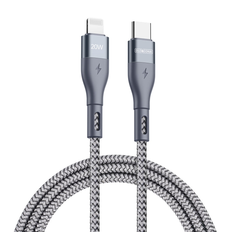DUZZONA A1 PD 20W Type-C to 8 Pin Fast Charging Data Cable, Length:3m(Grey) - 2 in 1 Cable by DUZZONA | Online Shopping UK | buy2fix