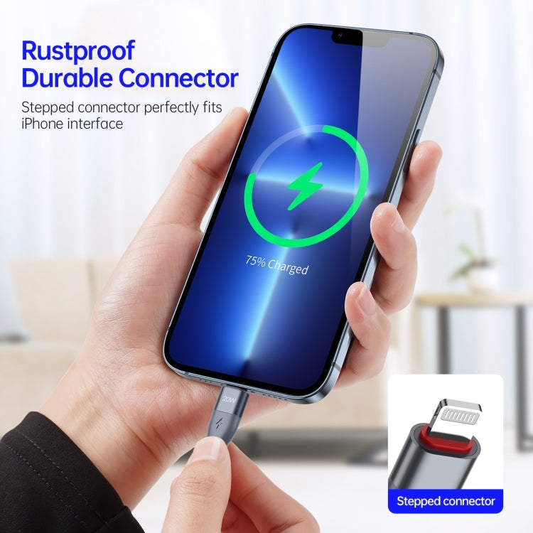 DUZZONA A1 PD 20W Type-C to 8 Pin Fast Charging Data Cable, Length:3m(Grey) - 2 in 1 Cable by DUZZONA | Online Shopping UK | buy2fix