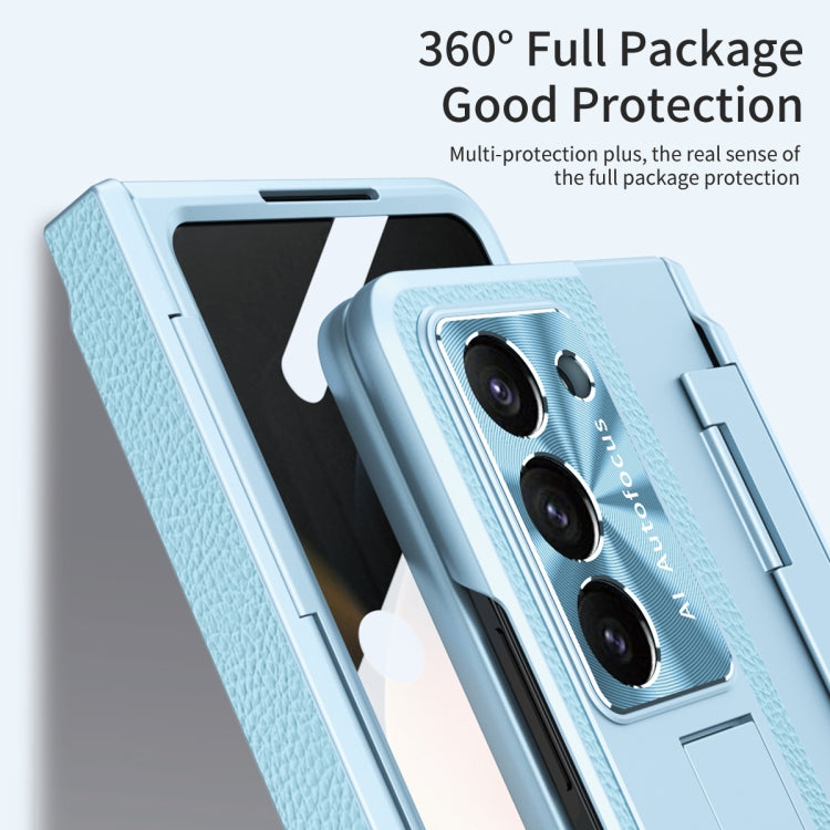 For Samsung Galaxy Z Fold5 5G Integrated Full Coverage Pen Slot Folding Phone Case with Stylus(Blue) - Galaxy Z Fold5 Cases by buy2fix | Online Shopping UK | buy2fix