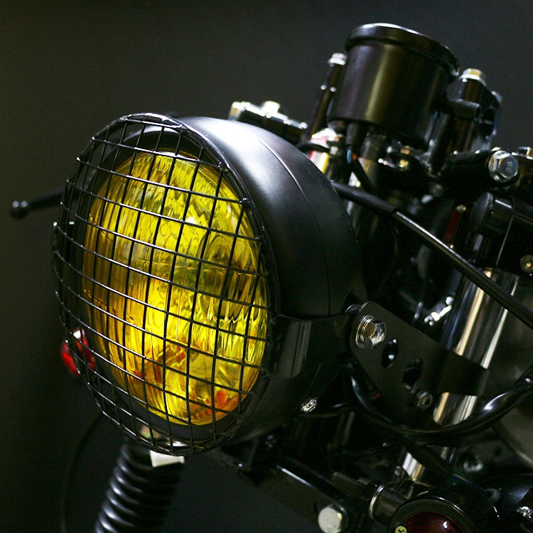 Motorcycle Reticular Retro Lamp LED Headlight Modification Accessories for Halley / Honda CG125 / Suzuki GN125(Yellow) - Headlights by buy2fix | Online Shopping UK | buy2fix