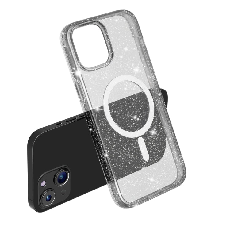 For iPhone 15 Plus Terminator Style Glitter Powder MagSafe Magnetic Phone Case(Black) by buy2fix