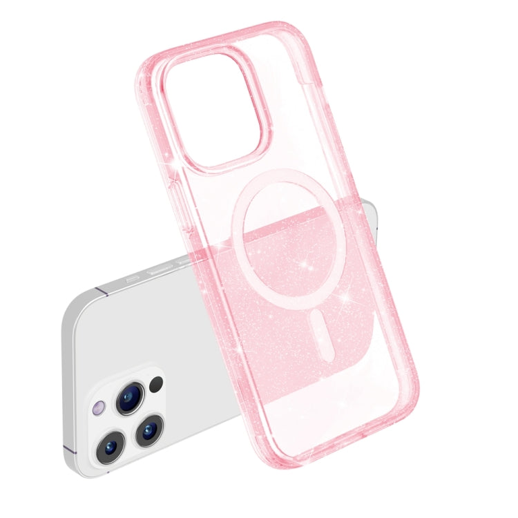 For iPhone 15 Pro Terminator Style Glitter Powder MagSafe Magnetic Phone Case(Pink) by buy2fix