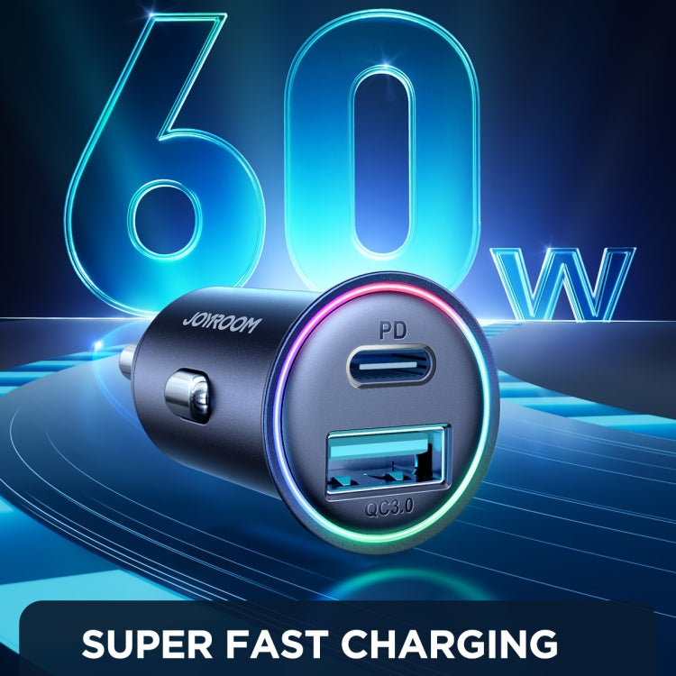 JOYROOM JR-CCN04 60W PD+QC3.0 Mini Metal Car Charger(Black) - Car Charger by JOYROOM | Online Shopping UK | buy2fix