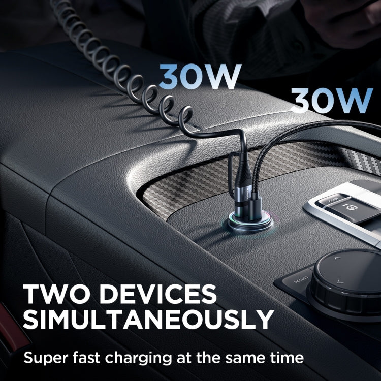 JOYROOM JR-CCN04 60W PD+QC3.0 Mini Metal Car Charger(Black) - Car Charger by JOYROOM | Online Shopping UK | buy2fix