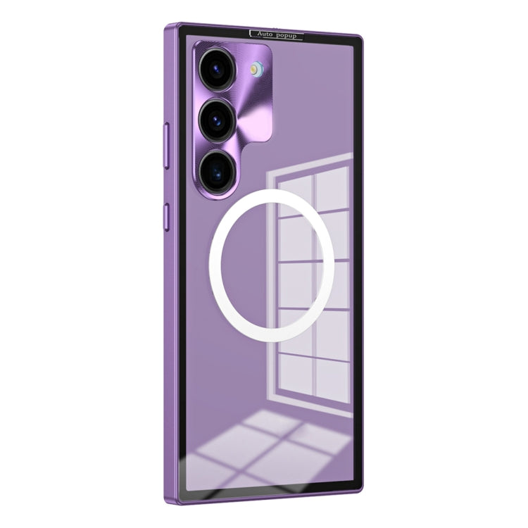 For Samsung Galaxy S22+ 5G MagSafe HD Spring Buckle Metal Phone Case(Purple) - Galaxy S22+ 5G Cases by buy2fix | Online Shopping UK | buy2fix