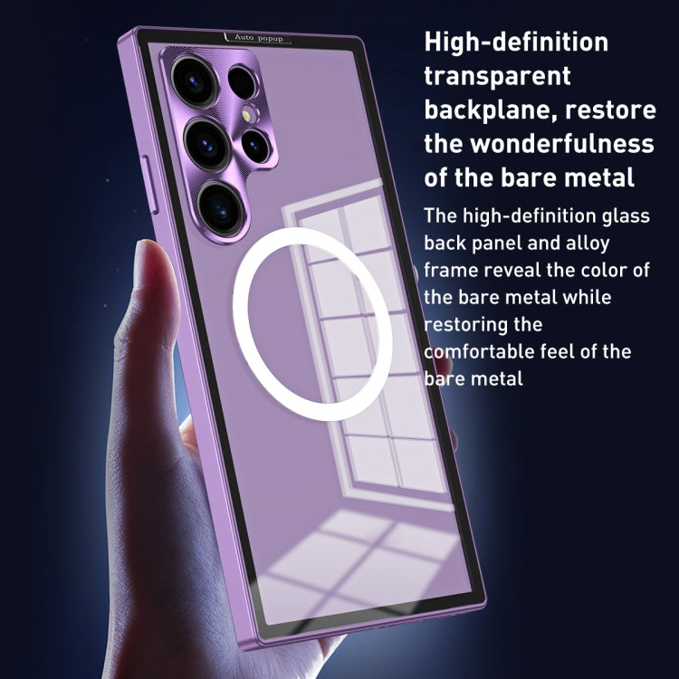 For Samsung Galaxy S22+ 5G MagSafe HD Spring Buckle Metal Phone Case(Purple) - Galaxy S22+ 5G Cases by buy2fix | Online Shopping UK | buy2fix